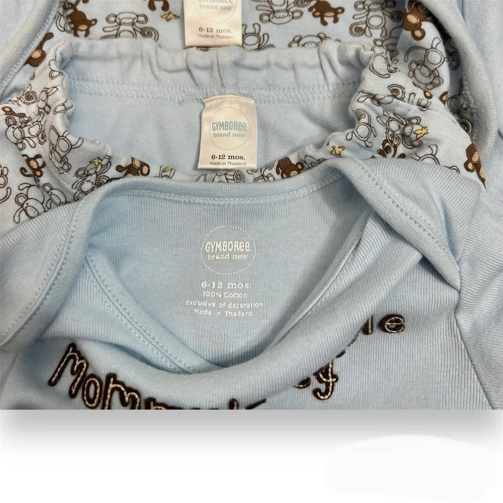 Gymboree Mommy’s Little Monkey‎ 3pc Cardigan Top Pants Baby Boy 6-12 months